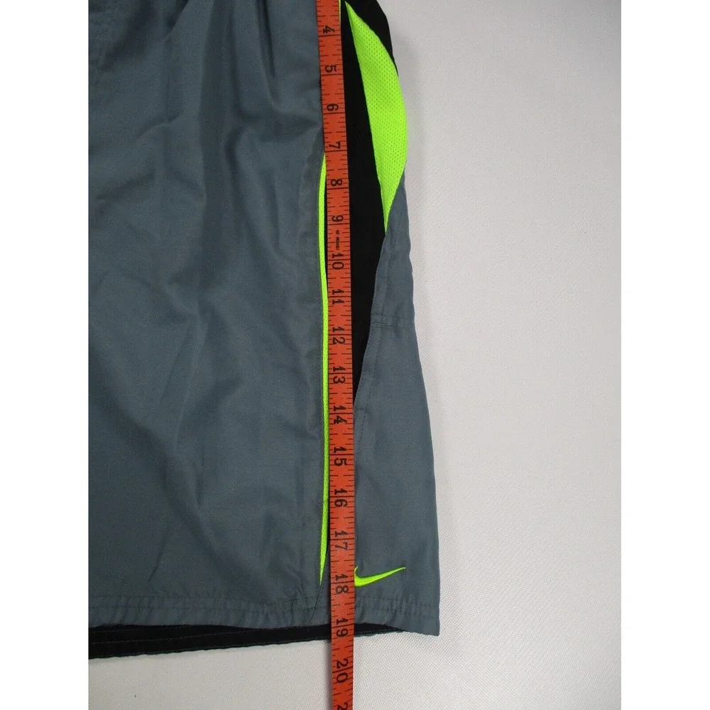 Nike Swim Shorts Mens Large Gray / Green‎ Lined Stash Pocket Drawstring Board